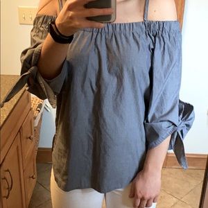 Blue Off The Shoulder Top